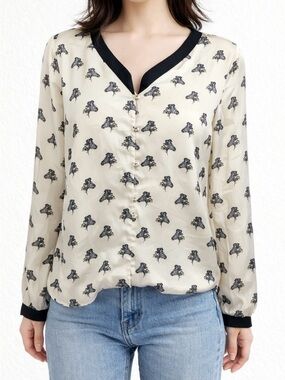 Zara Basic Satin Feel Zebra Print Blouse Top- M